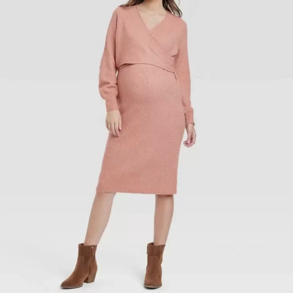 Maternity Sweater Wrap Dress
